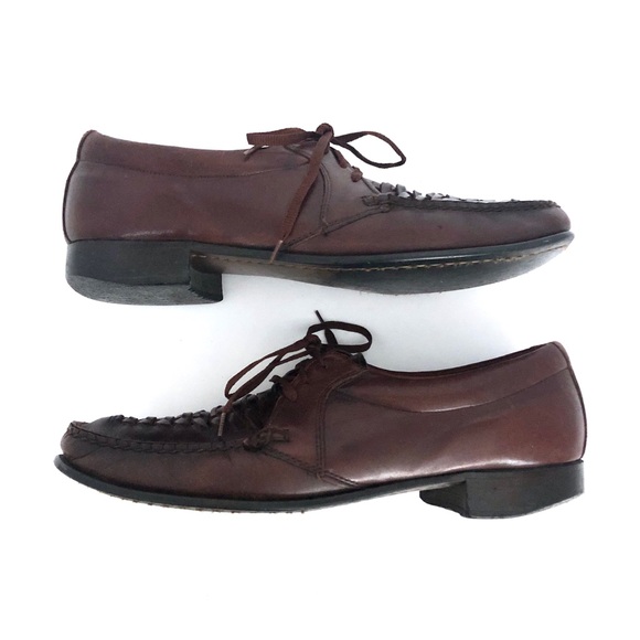 Vtg Stuart McGuire Woven Leather Lace Derby Shoes